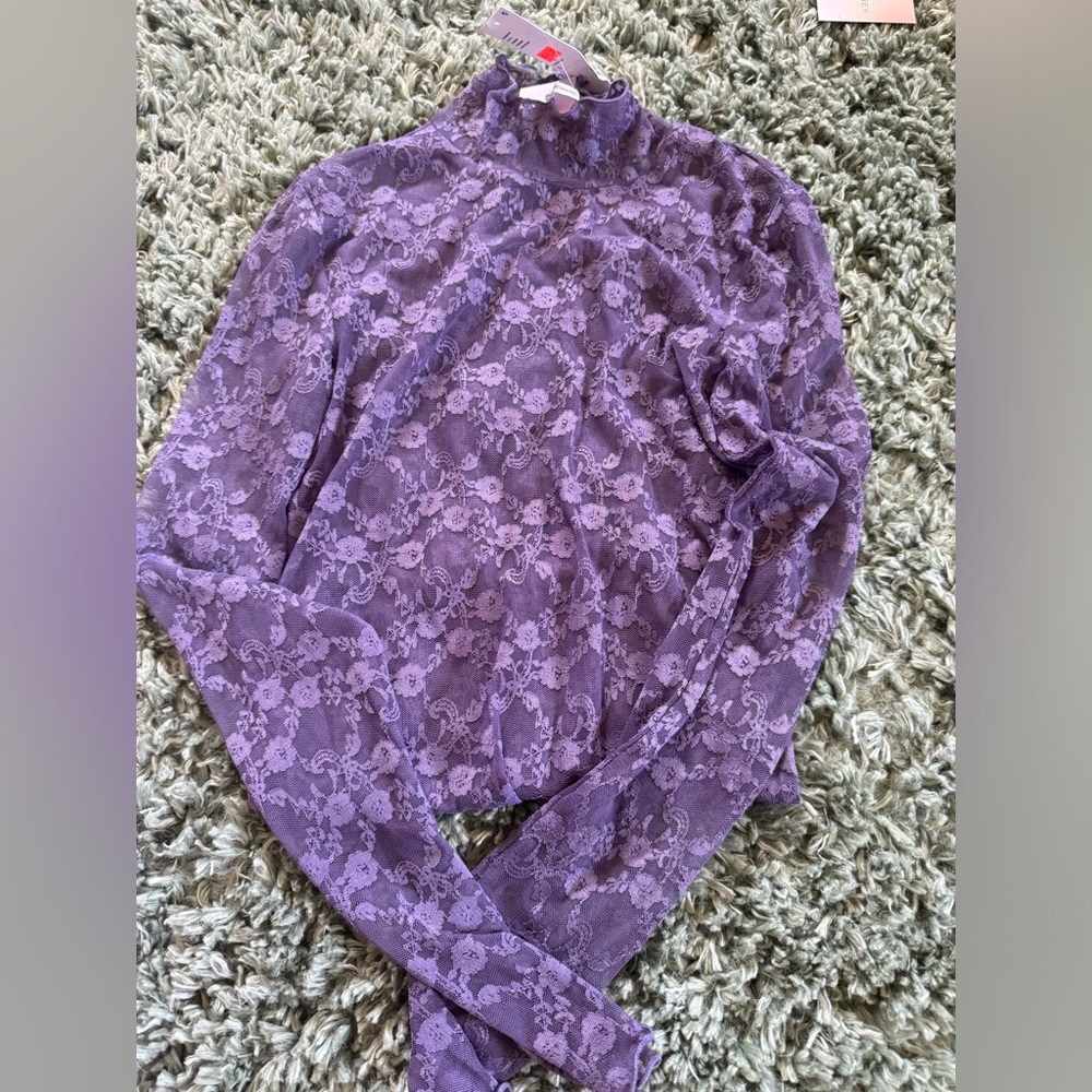 Urban Outfitters Purple See Through Laced Shirt